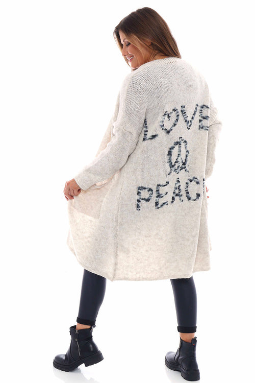Love Peace Knitted Cardigan Mid Grey - Image 6