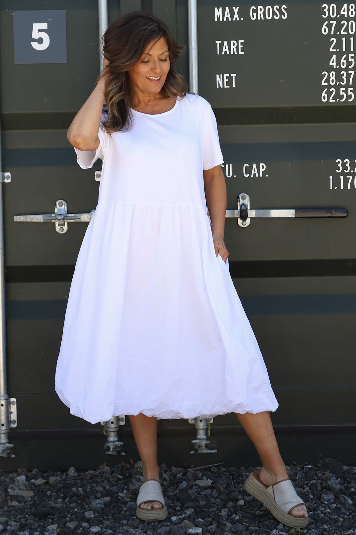 Sandown Puffball Cotton Dress White