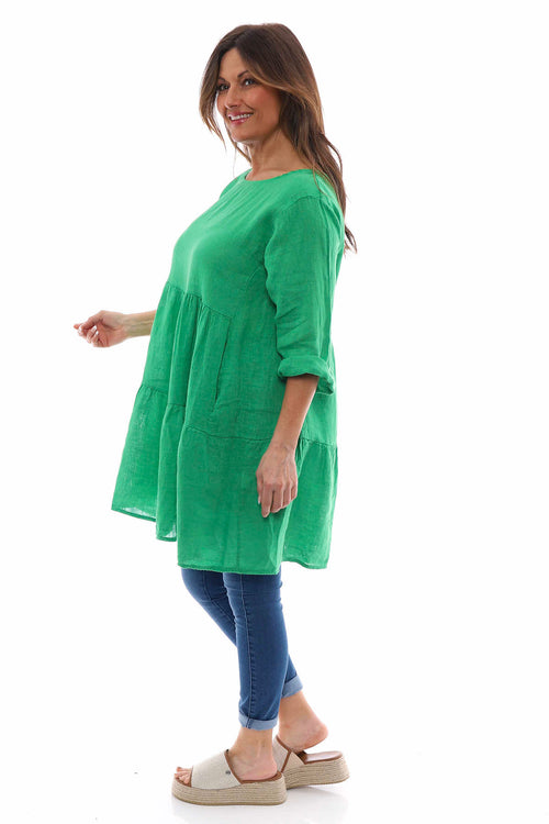 Siena Tiered Linen Tunic Green - Image 5