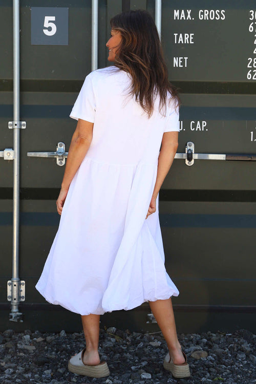 Sandown Puffball Cotton Dress White - Image 4