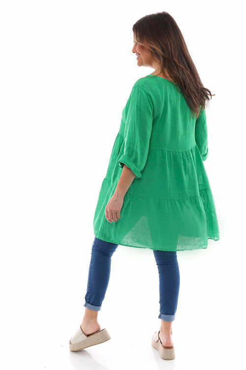 Siena Tiered Linen Tunic Green - Image 6