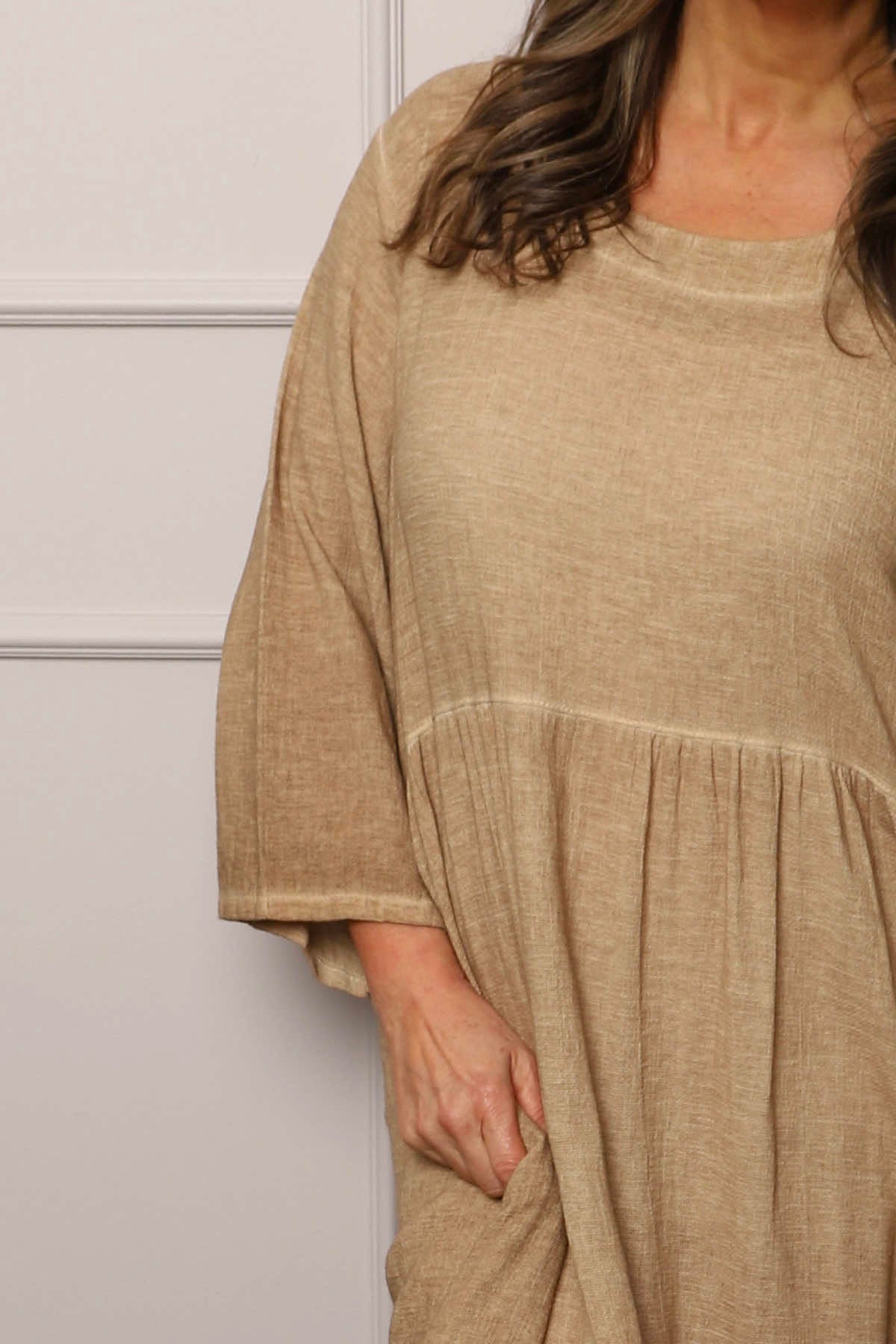 Linette Washed Linen Dress Camel