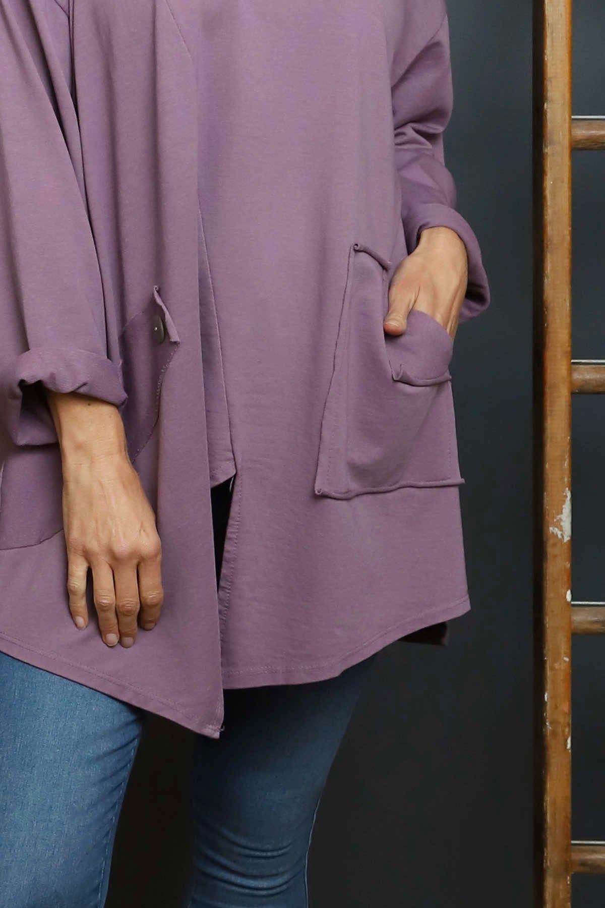 Kelilah Pocket Cotton Top Purple