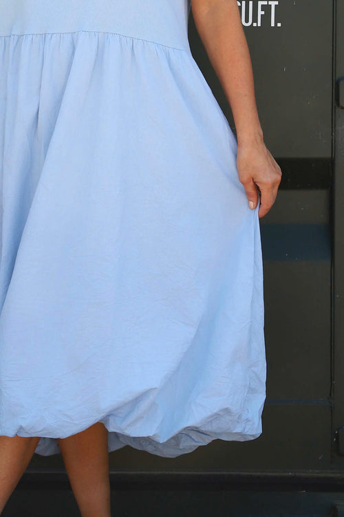 Sandown Puffball Cotton Dress Light Blue - Image 3