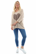 Riley Heart Knitted Jumper Stone Stone - Riley Heart Knitted Jumper Stone
