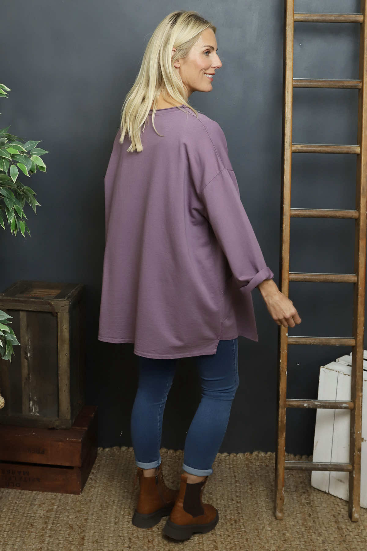Kelilah Pocket Cotton Top Purple