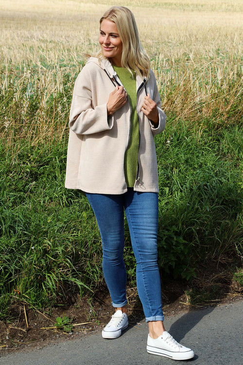 Verys Cord Zip Hooded Jacket Stone