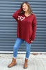 Janelle Heart Knitted Jumper Wine