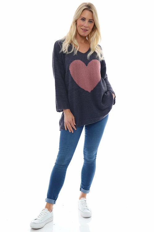 Riley Heart Knitted Jumper Charcoal