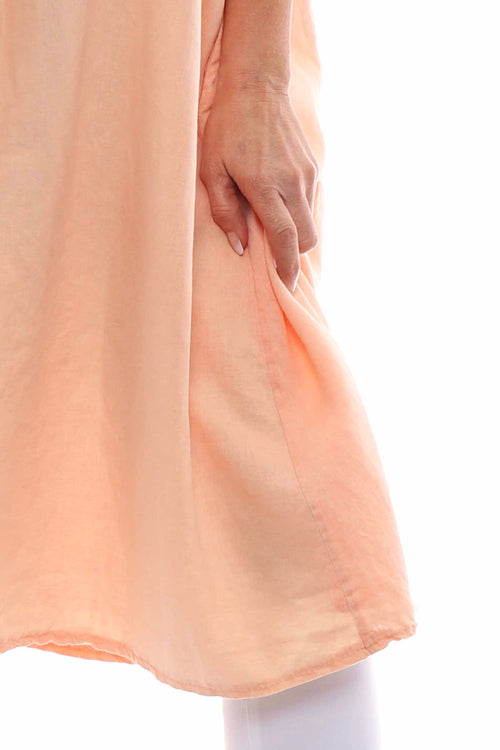 Arletta Washed Sleeveless Linen Dress Coral - Image 4