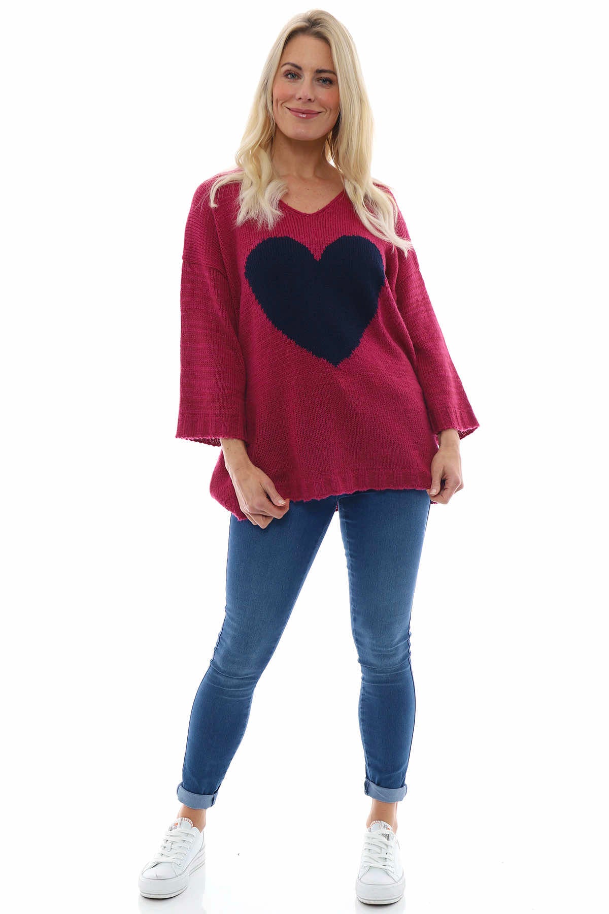 Riley Heart Knitted Jumper Berry