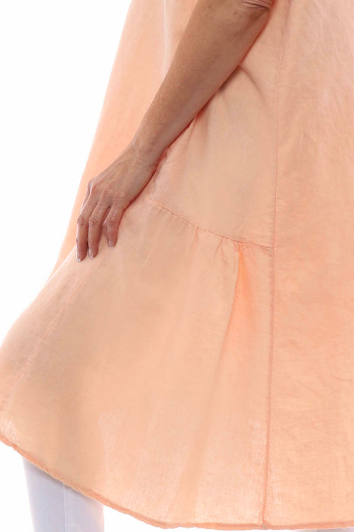 Arletta Washed Sleeveless Linen Dress Coral - Image 5