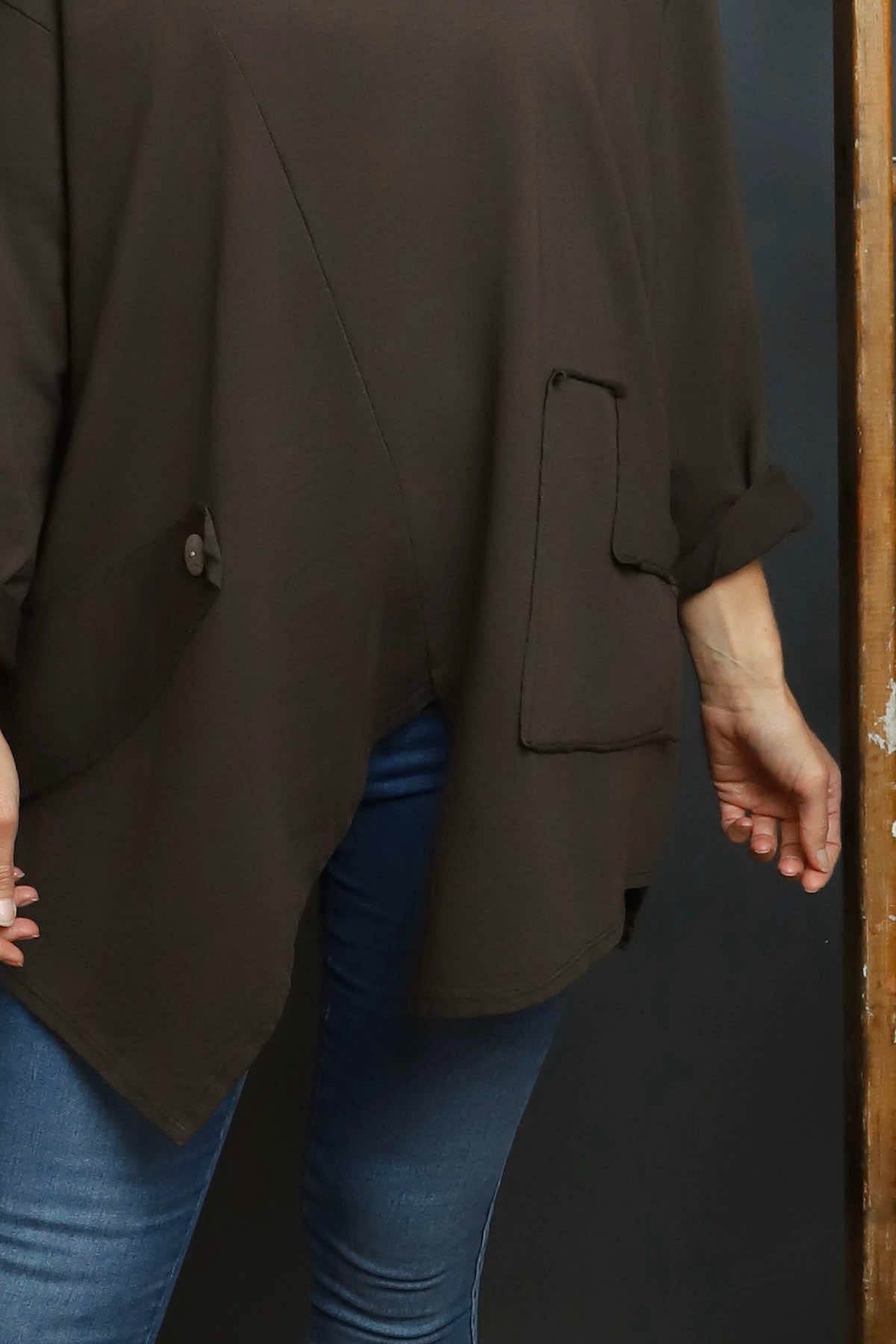 Kelilah Pocket Cotton Top Cocoa