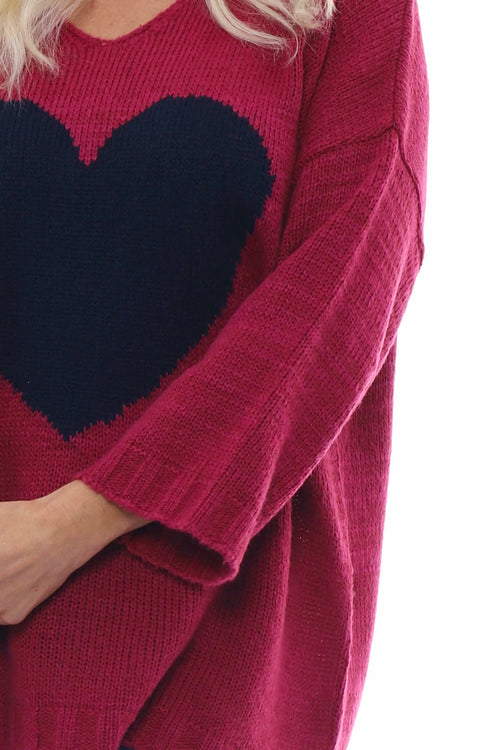 Riley Heart Knitted Jumper Berry - Image 2