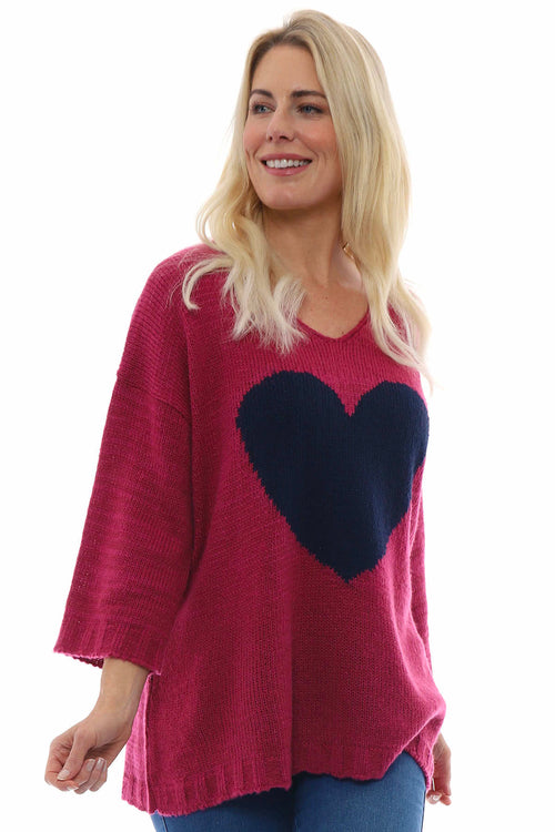 Riley Heart Knitted Jumper Berry - Image 3