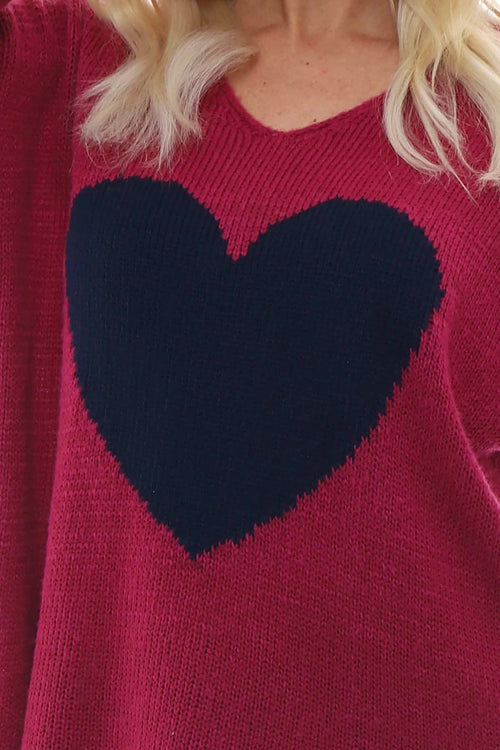 Riley Heart Knitted Jumper Berry - Image 4