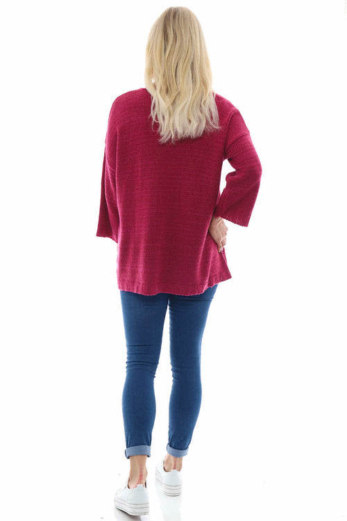 Riley Heart Knitted Jumper Berry - Image 5