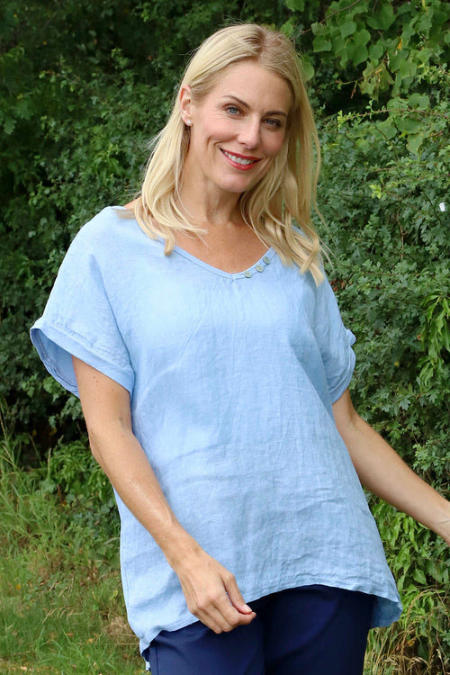 Ellie V-Neck Top Powder Blue - Image 2