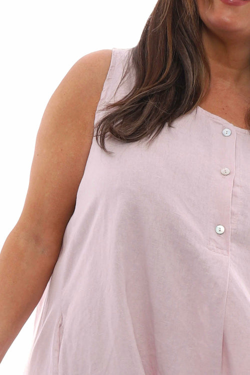 Arletta Washed Sleeveless Linen Dress Pink - Image 4