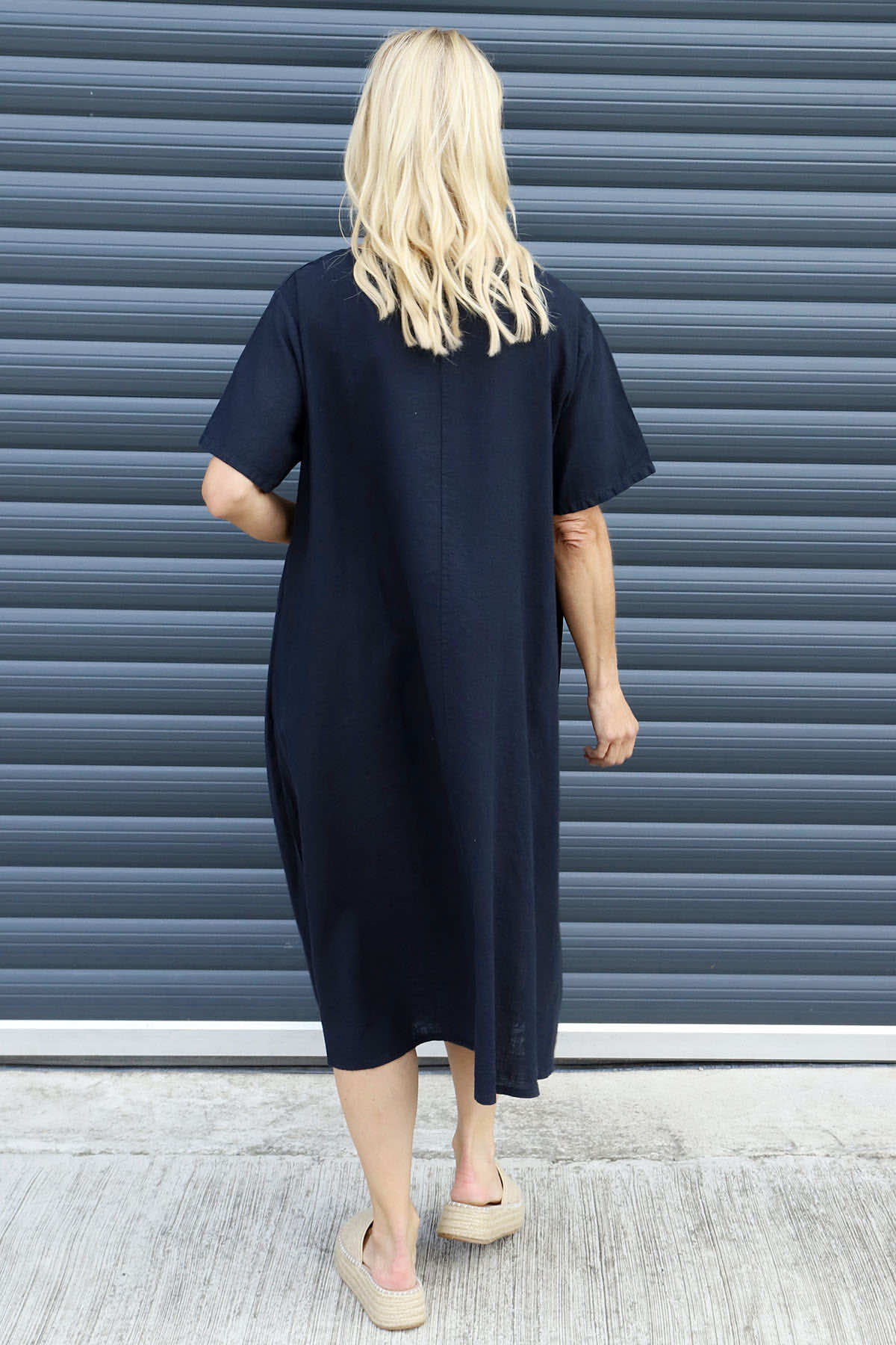 Solange Pocket Linen Dress Black