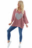 Riley Heart Knitted Jumper Dusky Pink