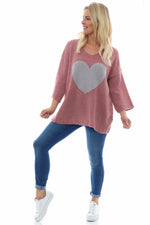Riley Heart Knitted Jumper Dusky Pink Dusky Pink - Riley Heart Knitted Jumper Dusky Pink