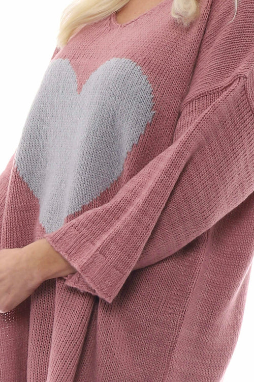 Riley Heart Knitted Jumper Dusky Pink - Image 3