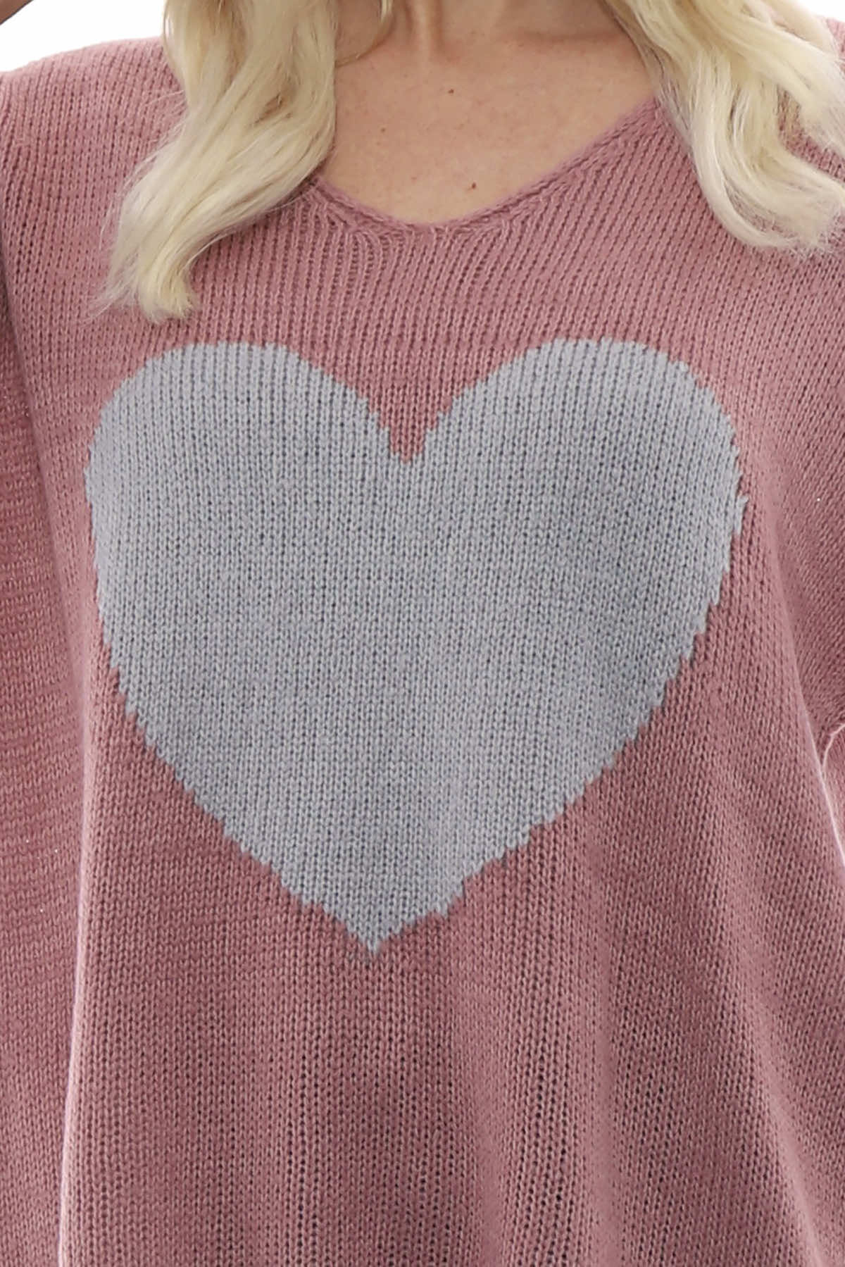 Riley Heart Knitted Jumper Dusky Pink