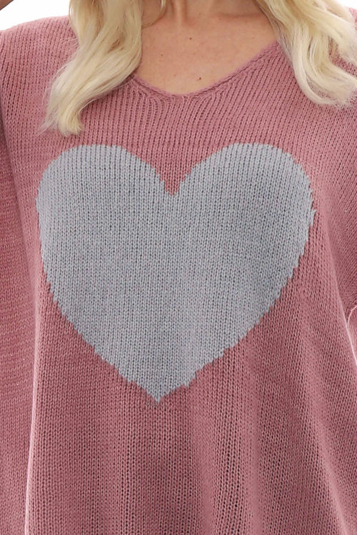 Riley Heart Knitted Jumper Dusky Pink - Image 4
