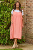 Adina Linen Pinafore Dress Orange