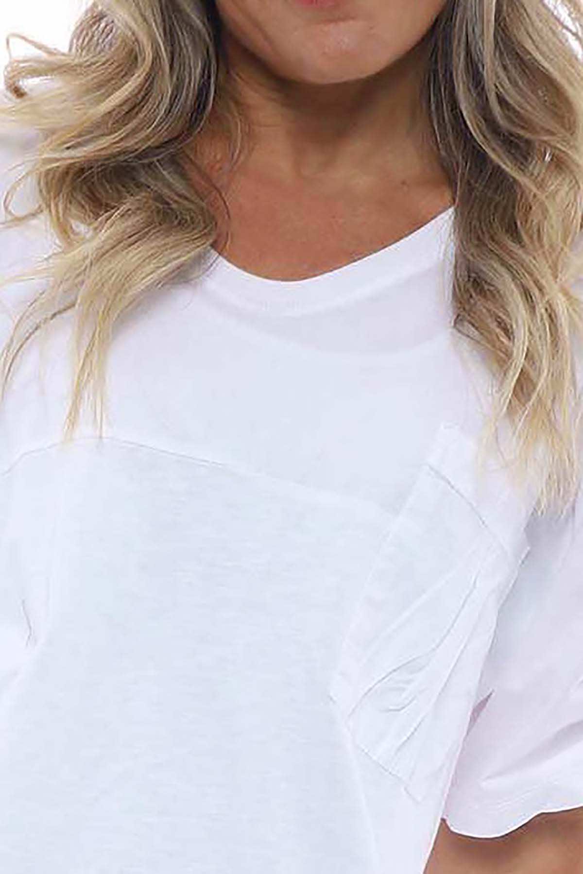 Anistyn Drawstring Sleeve Cotton Top White