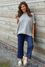 Celina Dipped Hem Washed Cotton Top Mocha Mocha - Celina Dipped Hem Washed Cotton Top Mocha