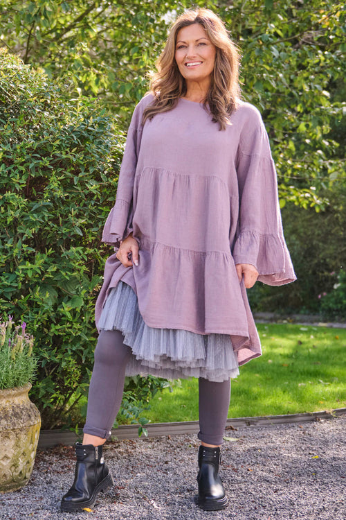 Cleeve Tiered Cotton Tunic Mauve