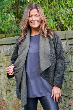 Olwen Boucle Fleck Coat Khaki