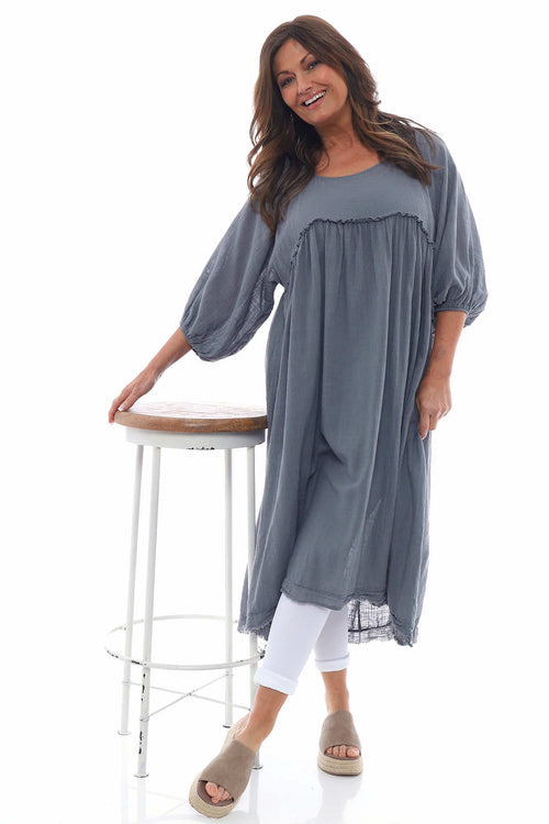 Morianna Cotton Dress Mid Grey