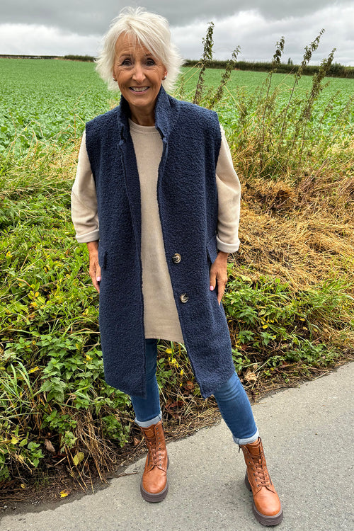 Nori Boucle Gilet Navy - Image 3