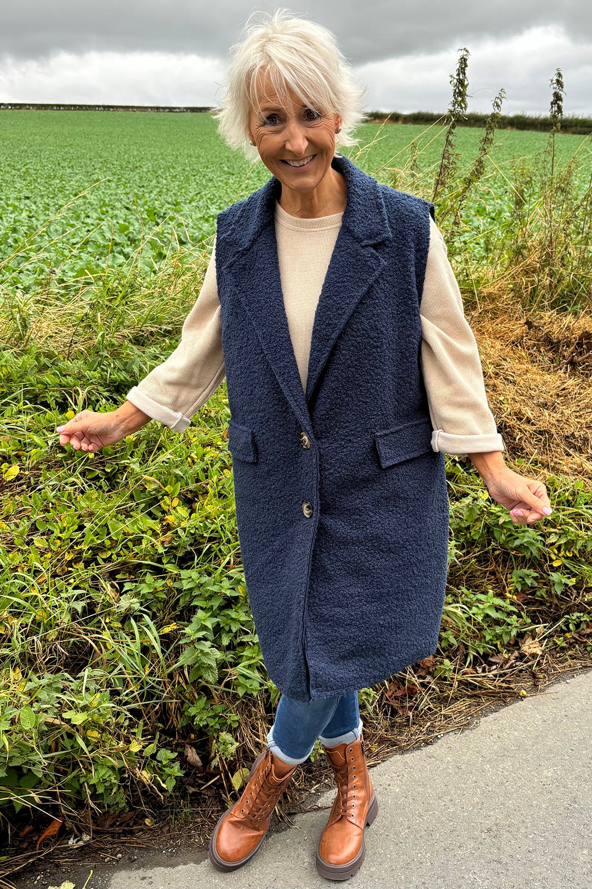 Nori Boucle Gilet Navy