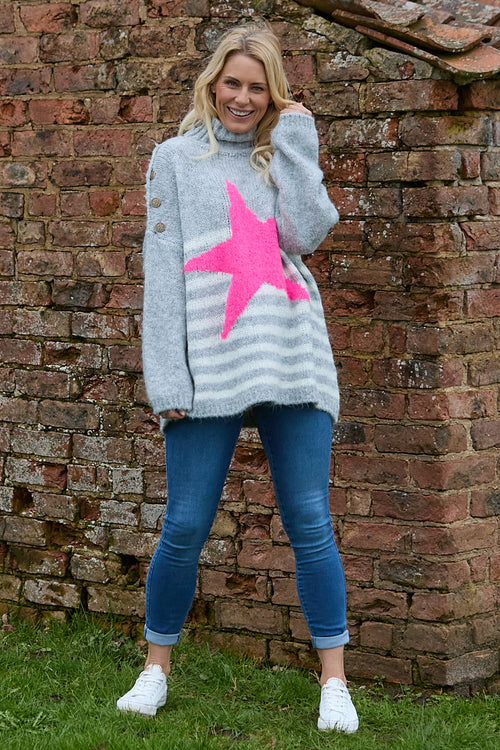 Agata Star Knitted Jumper Grey