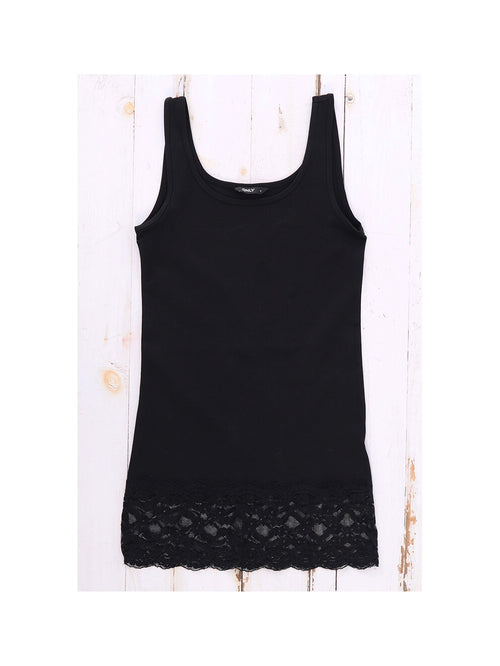 Only Basic Lace Trim Tank Top Black - Image 2