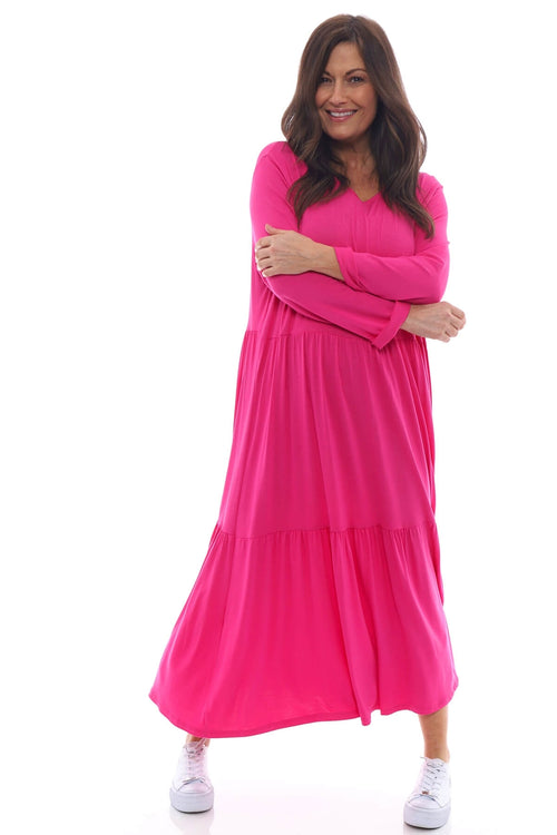 Oona Tiered Dress Fuchsia - Image 1