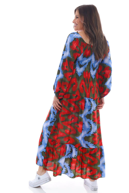 Noelette Pattern Dress Khaki - Image 4