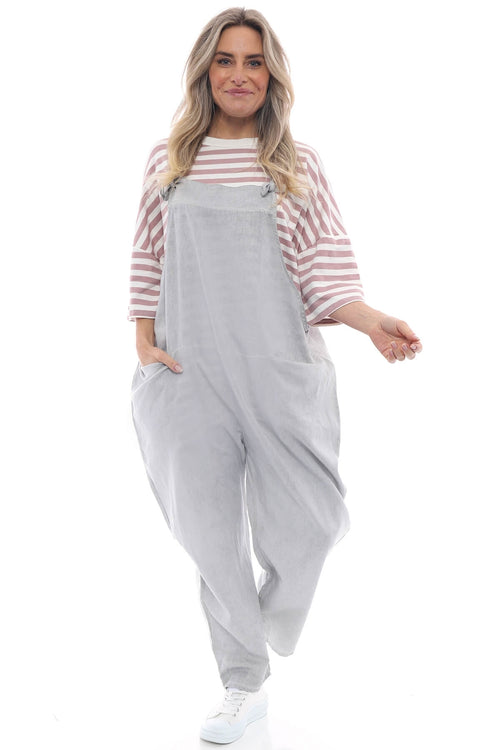 Glynis Washed Linen Dungarees Grey