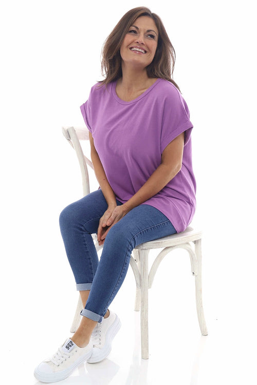 Rebecca Rolled Sleeve Top Lilac