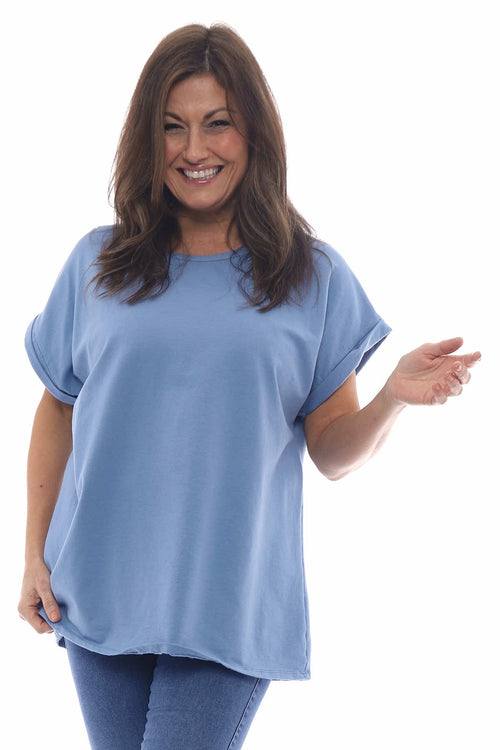 Rebecca Rolled Sleeve Top Light Blue - Image 3