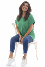 Rebecca Rolled Sleeve Top Emerald Emerald - Rebecca Rolled Sleeve Top Emerald