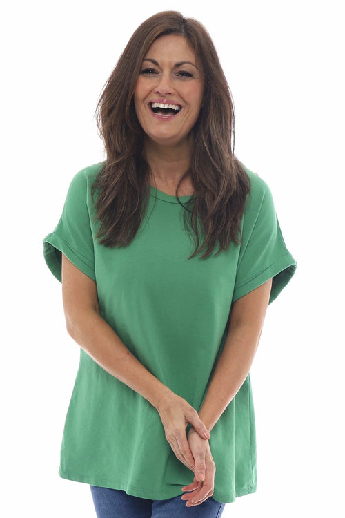 Rebecca Rolled Sleeve Top Emerald - Image 2