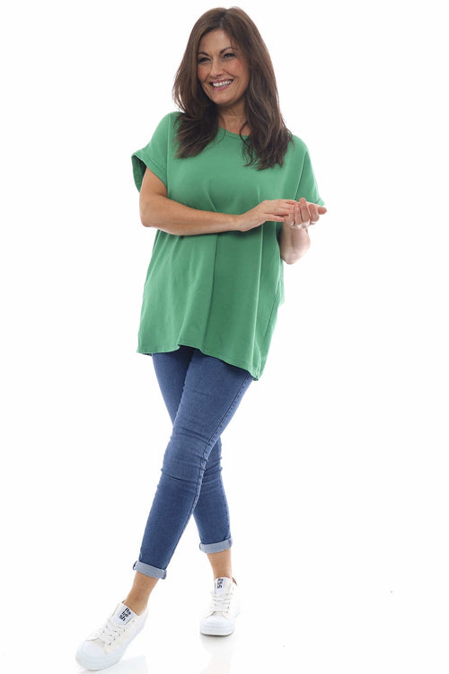 Rebecca Rolled Sleeve Top Emerald - Image 3