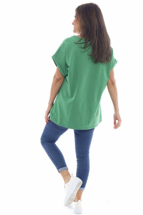Rebecca Rolled Sleeve Top Emerald - Image 4