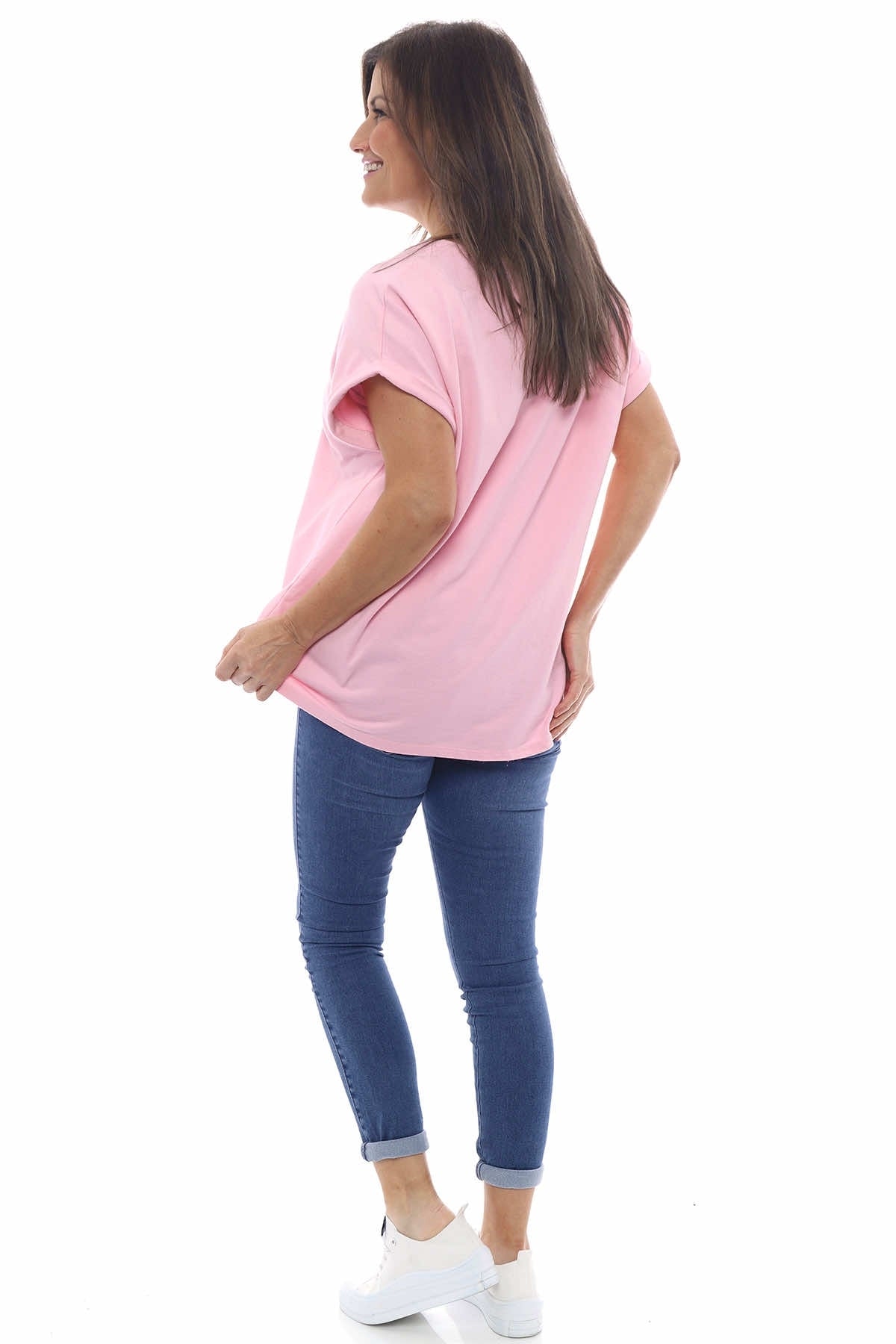Rebecca Rolled Sleeve Top Bubblegum Pink
