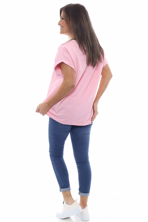 Rebecca Rolled Sleeve Top Bubblegum Pink - Image 3